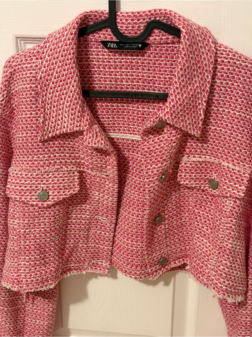 Zara Pink Cropped Tweed Jacket - Picture 5 of 12